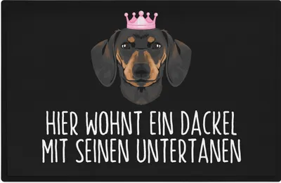 Produktbild von Trendation - Dackel Fußmatte Hier Wohnt Ein Dackel Mit Seinen Untertanen Fussmatte Dackel-Besitzer Geschenk