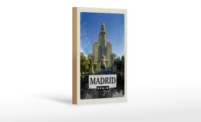 Produktbild von Holzschild Reise 12x18 cm Madrid Spanien Pferd Panorama