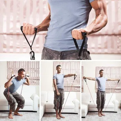 Productafbeelding van Weerstandsband set, fitnessband met handgrepen en deuropzetstuk, 11-delig, 100 lbs