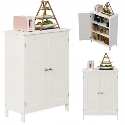 Zdjęcie produktu dla Szafka Regał Komoda Łazienka Przedpokój Loft 2 Drzwi Biała Wysoka 80 Cm