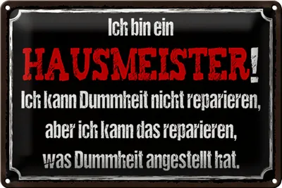 Produktbild von Blechschild Spruch 30x20cm bin Hausmeister kann reparieren