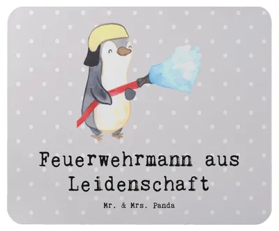 Produktbild von Mr. & Mrs. Panda Mauspad Feuerwehrmann Leidenschaft - Grau Pastell - Geschenk, Feuerwehr, pc mousepad, mausteppich, Ausbildung, Mouse Pad, Lustig, Freiwillige
