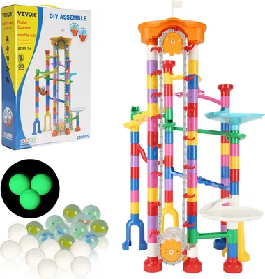 Image de Jeu de billes VEVOR 230 pièces avec 15 billes en plastique, blocs de construction de labyrinthe de billes, jeu de réflexion, jouet éducatif MINT pour enfants à partir de 3 ans