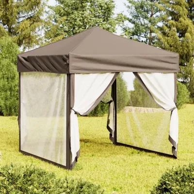 Immagine prodotto di The Living Store Tenda per feste pieghevole con pareti laterali Taupe 2x2 m