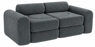 Produktbild von Relaxdays Kinder-Spielsofa, modular, 10-tlg., weiche Bausteine, Kindercouch, Cord, HBT: 32x108x50 cm, Spielcouch, grau, KI-generiertes Bild