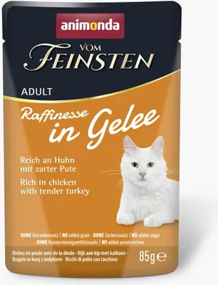 Produktbild von Katzen - Nassfutter ANIMONDA Vom Feinsten Raffinesse in Gelee Adult, Huhn + Pute, 85 g