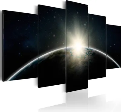 Produktbild von Leinwandbilder Erde 200x100 cm Vlies Leinwandbild 5 tlg Kunstdruck modern Wandbilder XXL Wanddekoration Design Wand Bild - Earth Weltall Himmel Sterne f-A-0089-b-m