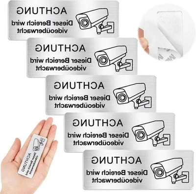 Obrázek produktu pro Hliníková cedule – 5 kusů – samolepicí – 85 x 3 cm – kamerový systém – výstražná cedule pro soukromý pozemek – bezpečnost – pozor