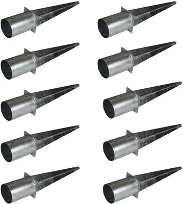 Produktbild von Einschlaghülse Bodenhülse rund 10x Ø 100mm verzinkt Pfostenträger Bodenanker Set