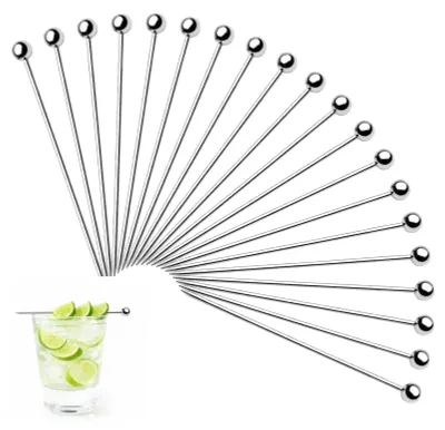 Produktbild von 20 wiederverwendbare Cocktailspieße aus Edelstahl, 10,8 cm lang, für Fingerfood