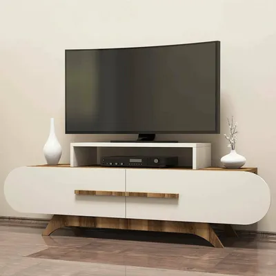 Image de Nesatm - Meuble TV, 145x37x50h cm Noyer brun, une étagère
