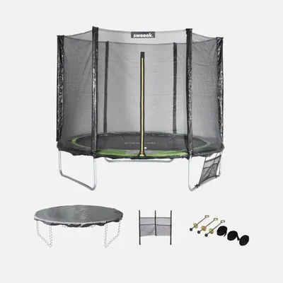 Produktbild von sweeek - Trampolin 250 cm mit Sicherheitsnetz und Zubehörpaket - Grün