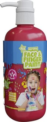Image de Bouteille de peinture pour le visage et les doigts avec pompe - Rouge, 1L