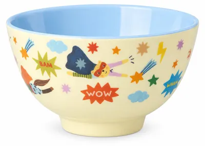 Produktbild von Kleine Kinderschale 200ml Blau Super Hero Melamin Schale für KITA, KI-generiertes Bild