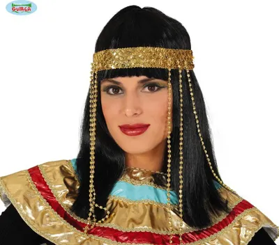 Produktbild von Agyptische Konigin Perucke Goldschmuck Karneval Fasching Prachtvolle Kostume Historisches Design Eleganz Kostum Accessoire Faschingsfeier, Farbe: Schwarz