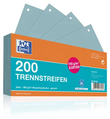 Produktbild von Oxford Trennstreifen, aus Karton, gelocht, 190 g/m², blau, 200 Stück