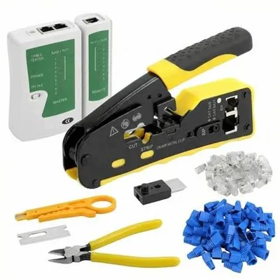 Zdjęcie produktu dla Szczypce zaciskowe RJ45 do kabli sieciowych CAT5/CAT6/CAT7 zestaw