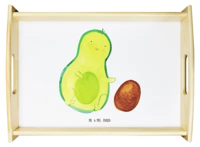Produktbild von Mr. & Mrs. Panda sofatablett Avocado Kern rollt - Weiß - Geschenk, holz serviertablett, Tablett, Geburtstag, Wunder, Avocados, Geburt, Liebe, aus, Holztablett