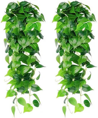 Immagine prodotto di Edera artificiale da appendere, 2 ghirlande di edera finta, piante artificiali da appendere, plastica bianca, per decorazioni murali e feste