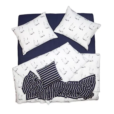 Obrázek produktu pro SCANquilt povlečení KREP lodě bílomodrá 100% bavlna 140 x 200/70 x 90 cm