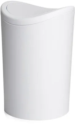 Image de Poubelle de lavabo compacte avec couvercle à ressort | Capacité : 6 L | Élégante et pratique | Résistante et facile à nettoyer | 19 x 19 x 28 cm - Blanc