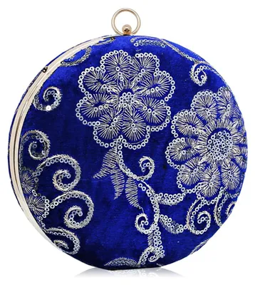 Immagine prodotto di CORIOS Borsa da sera rotonda da donna, in velluto, clutch, borsa da sposa, borsa a tracolla con motivo floreale, taglia L