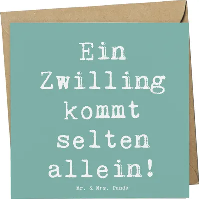 Produktbild von Mr. & Mrs. Panda Grußkarte Spruch Zwillingsgeschwister Liebe - Meeresbrise - Geschenk, anlasskarte, Freude, Zwillinge, faltkarte, Klappkarte, Geschwister, Verwandte