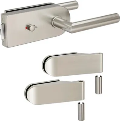 Produktbild von Pertura Glastürbeschlag Jonte Studio WC Edelstahl inkl. 2 Rahmenteile für Holzzargen
