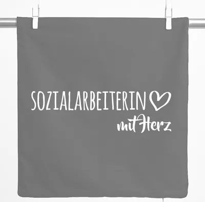 Produktbild von Huuraa Kissenbezug Sozialarbeiterin mit Herz 40x40cm Steel Grey Baumwolle Dekokissenbezug Geschenkidee