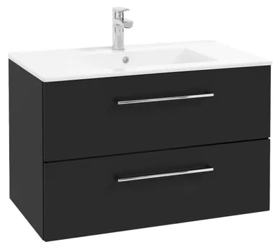 Zdjęcie produktu dla Szafka do Łazienki z Umywalką 80 x 45 cm Czarny Mat Szuflady Cichy Domyk
