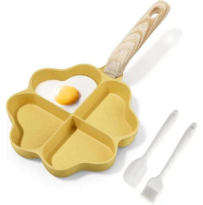 Productafbeelding van Koekenpan voor omelet, inductiegeschikt, antiaanbaklaag, hartvormig, graniet, PFOA-vrij, geel
