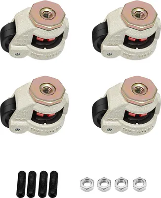Image de lot de 4 roulettes de nivellement pour meubles - GD-60S - Réglable - 360° pivotant - Roues en nylon - Support en acier - Poids lourd