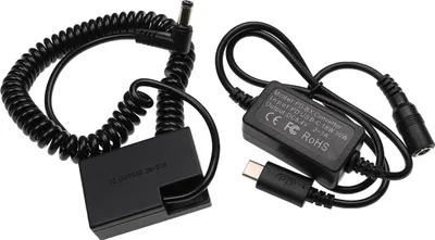 Produktbild von vhbw USB Netzteil kompatibel mit Canon EOS 750D, 8000D, 200D, 250D, 760D, 77D Kamera, Digitalkamera + DC Kuppler (Ersatz für DR-E18), 2m, Spiralkabel