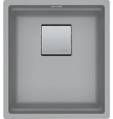 Immagine prodotto di KUBUS 2, KNG 110-37, 410x460 mm, cestello di raccolta con valvola a pulsante, con troppopieno e scarico nascosti, con set di scarico, grigio pietra