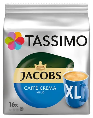 Zdjęcie produktu dla Tassimo Jacobs Caffè Crema mild XL | 16 T Dyski, kapsułki z kawą