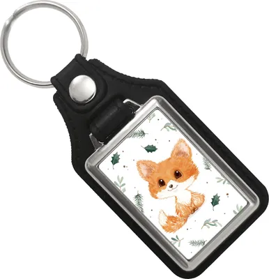 Produktbild von Baby Fuchs Schlüsselanhänger mit Kunstleder-Anhänger im Aquarell-Stil