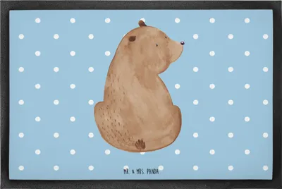Produktbild von Mr. & Mrs. Panda Schmutzmatte Bär Schulterblick 60 x 90 cm - Blau Pastell - Geschenk, Schmutzfangmatte, Motivation, Fußabstreifer, fußmatte, Fussmatte, Bären, Bärenliebe