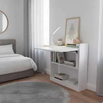 Immagine prodotto di Scrivania a scomparsa pieghevole salvaspazio Plana bianco 64x65x82H