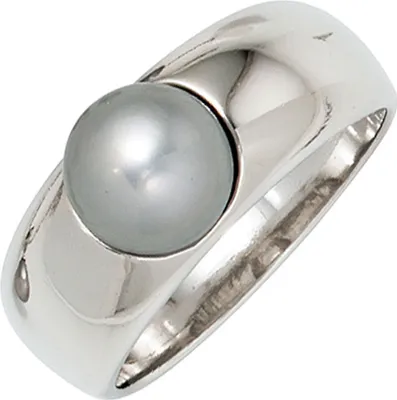 Produktbild von Ring Damenring mit Süßwasser Perle grau 925 Silber rhodiniert Damen Innenumfang 56mm  Ø17.8mm