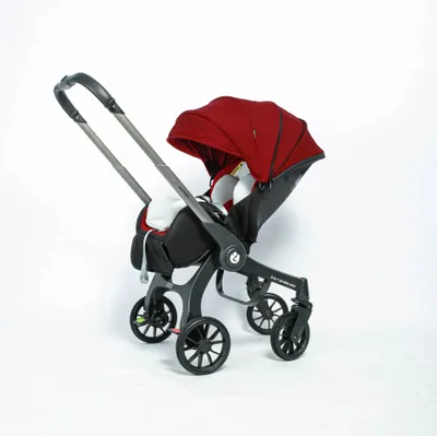 Produktbild von Kinderwagen - Vierrädriger Reisebuggy - Faltbar - Leicht - Hoher Sitz - Aluminiumrahmen - Belastbar bis 25 kg - Weinrot