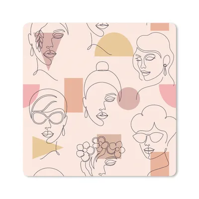 Produktbild von MuchoWow® Mauspad Mousepad Strichzeichnungen - Gesicht - Frauen - Muster 30x30 cm - Mousepads - Maus Mat - Pad - Mausunterlage - Gaming