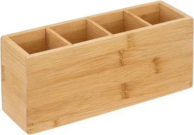Imagen del producto de Organizador de bambú, con 4 compartimentos, de 22,3 x 7 x 10 cm, para el baño