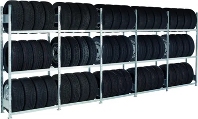 Produktbild von Schulte Reifenregal | Container-Regalset für 20-Fuß-Container | HxBxT 200x568x40cm | 3 Reifenebenen | Verzinkt