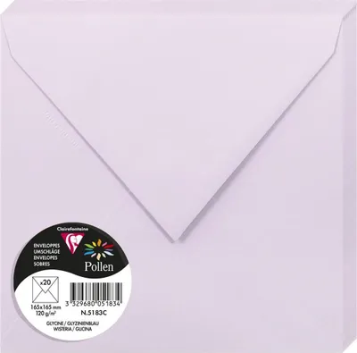 Image de Enveloppes Clairefontaine Wisteria 165 x 165 mm, lot de 20