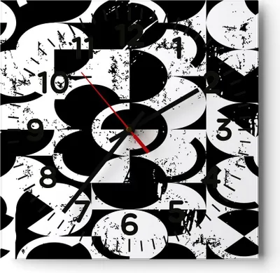 Produktbild von Wanduhr - Quadrat - Glasuhr - Abstraktion modern - 30x30cm - Schleichendes Uhrwerk - Lautlos - zum Aufhängen bereit - Dekoration Modern - Wanddekoration aus Glas - C4AC30x30-3830
