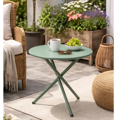 Bistrotisch Balkontisch Beistelltisch rund Grün Stahl Ø48xH48cm
