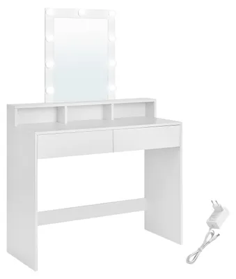 Produktbild von Schminktisch aus weißer Spanplatte – viel Stauraum – stabil – 40 x 100 x 145 cm
