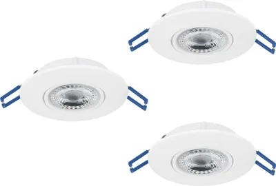 Produktbild von EGLO LED 3er-Set Einbauleuchten Zujar, Einbaustrahler, Deckenstrahler aus Kunststoff in Weiß, Wand Einbauspots, Deckenspots warmweiß, Ø 8,5