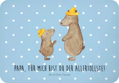 Produktbild von Mr. & Mrs. Panda Kühlschrankmagnet Bären mit Hut - Blau Pastell - Geschenk, Familie, Vatertag, zettelhalter, Family, Muttertag, haftmagnet, tafelmagnet, Papa, Kinder