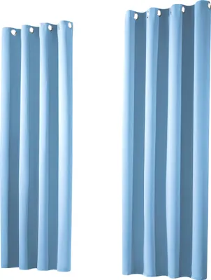 Produktbild von heimtexland ® 1 Paar Verdunklungsgardinen Thermovorhänge Ösenschal  Typ139 Hellblau HxB 160 x 135 cm